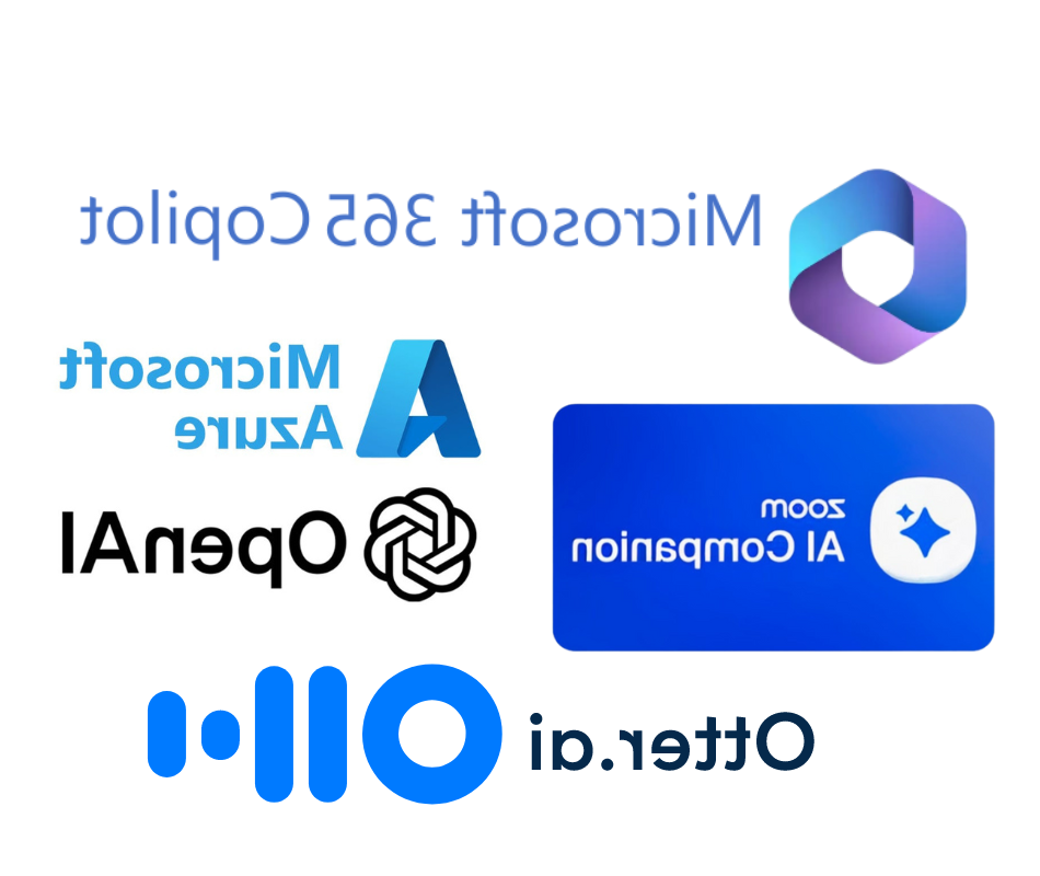 Collage of AI software logos.